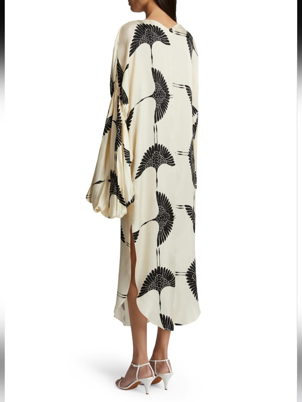 KHAITE Zelma Black & Cream Crane Print Dress - Picture 2 of 16